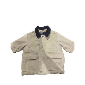 Vintage The Children's Place Baby 6-9 Months Tan Jacket Cord Collar Fleece Lined